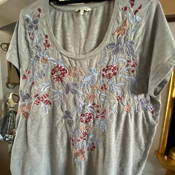 Lucky Brand Tops - Lucky Brand ,1X , Embroidered T-Shirt , Gray ....